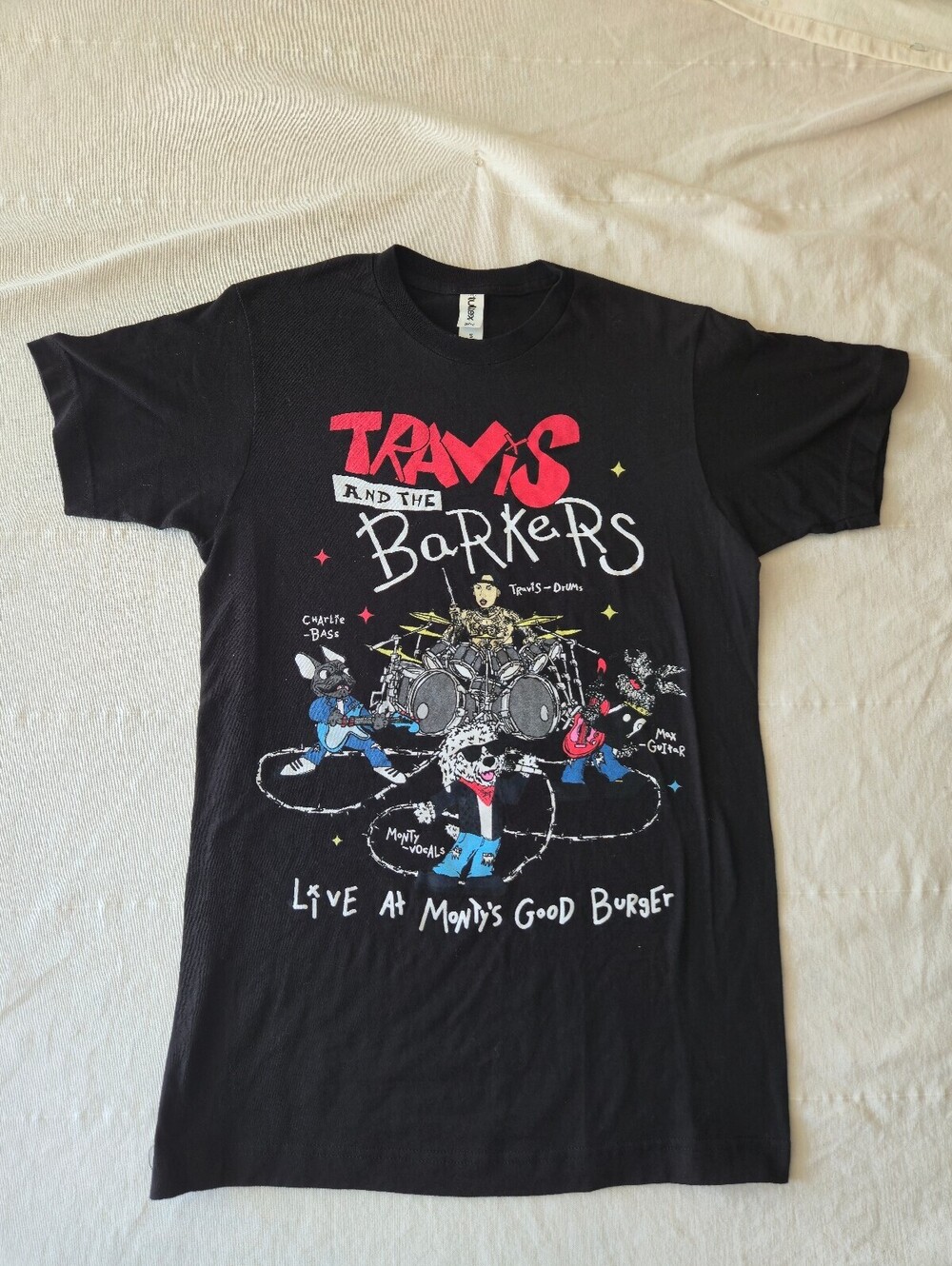 Travis and the Barkers Live At Monty's Good Burger Black Graphic T-Shirt Small